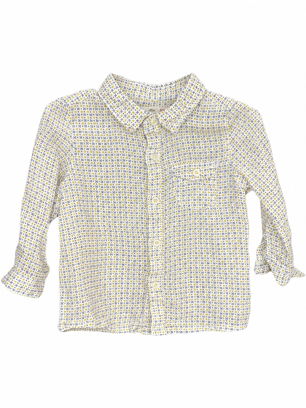Zara Kids Yellow & Blue Micro-Print Button-Down Shirt